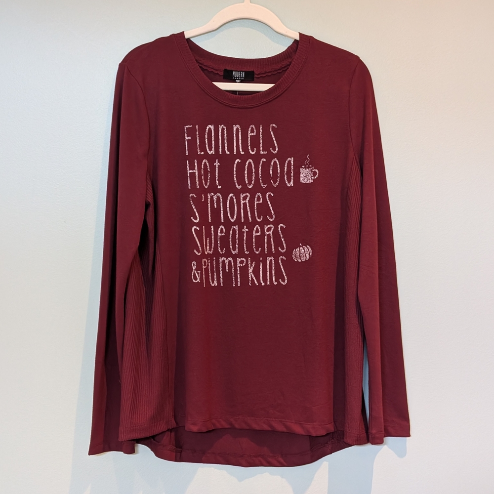 Modern Canvas Flannels Hot Cocoa S'mores Sweaters & Pumpkins Fall Long Sleeve